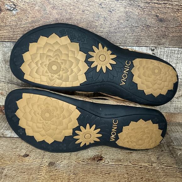 Vionic Amber Adjustable Strap Sandals Gold Cork Size 8 - Picture 8 of 10